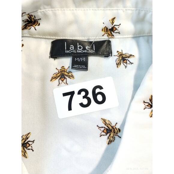 Label Rachel Roy Women's M Bumble Bee Button Down Sleeveless High Low Tunic Top - Picture 7 of 9